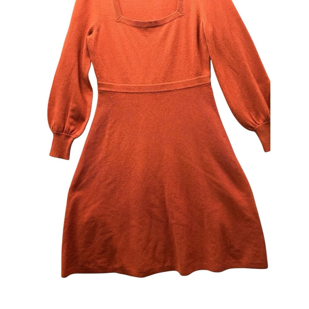 Boden Rust Orange Ribbed Knit Scoop Neck Midi Dress Womens US 12R - Picture 4 of 13